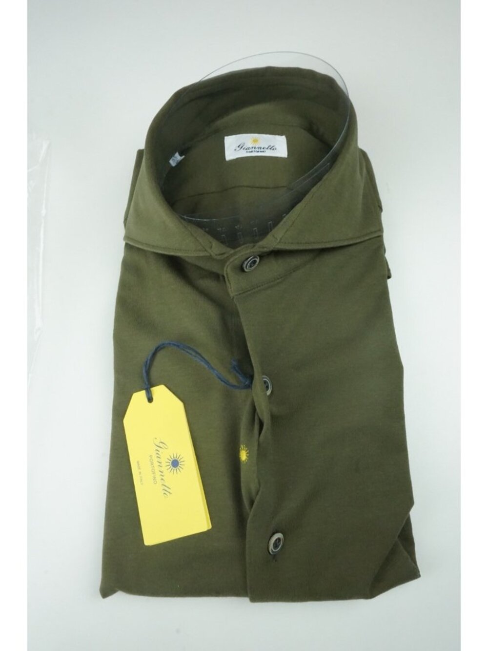Giannetto Solid Forest Green Cotton Blend Button Up Shirt 40 NEW